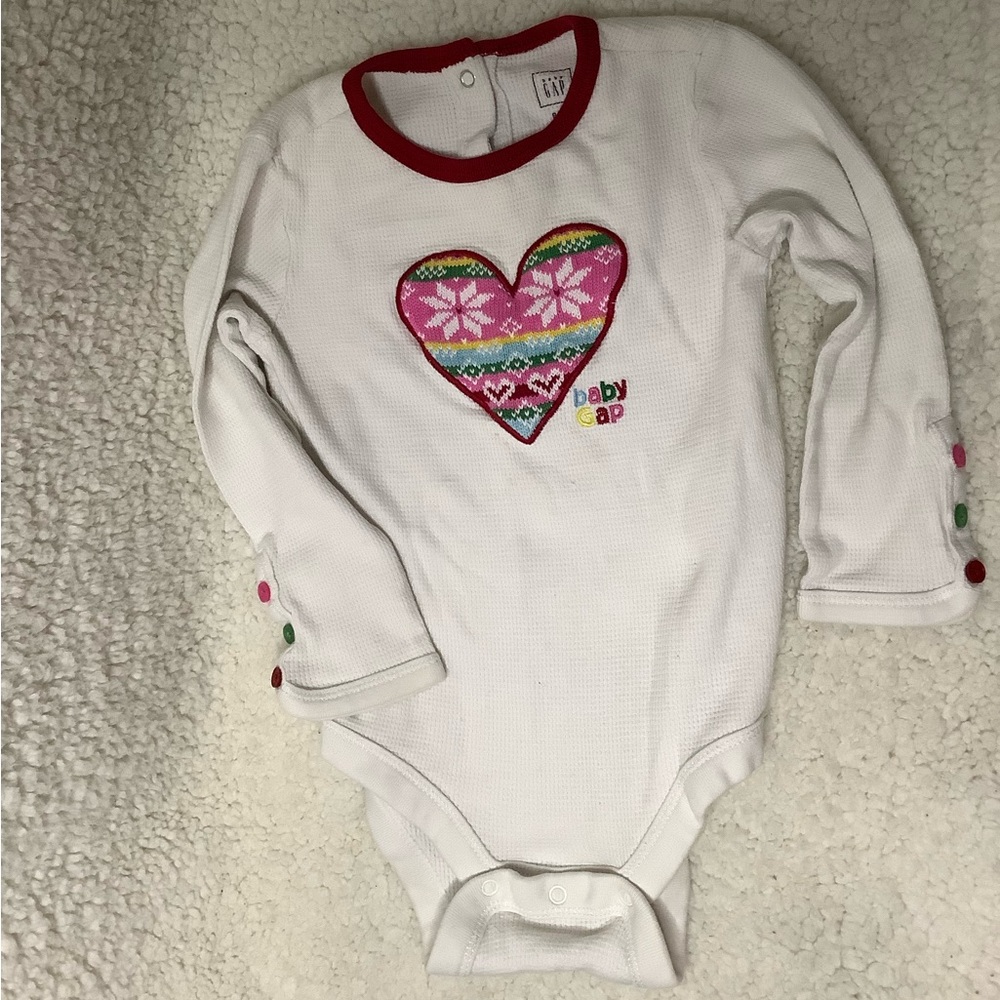 Baby Gap Heart Long sleeve Body Suit 18 months to 24 Months 18-24M